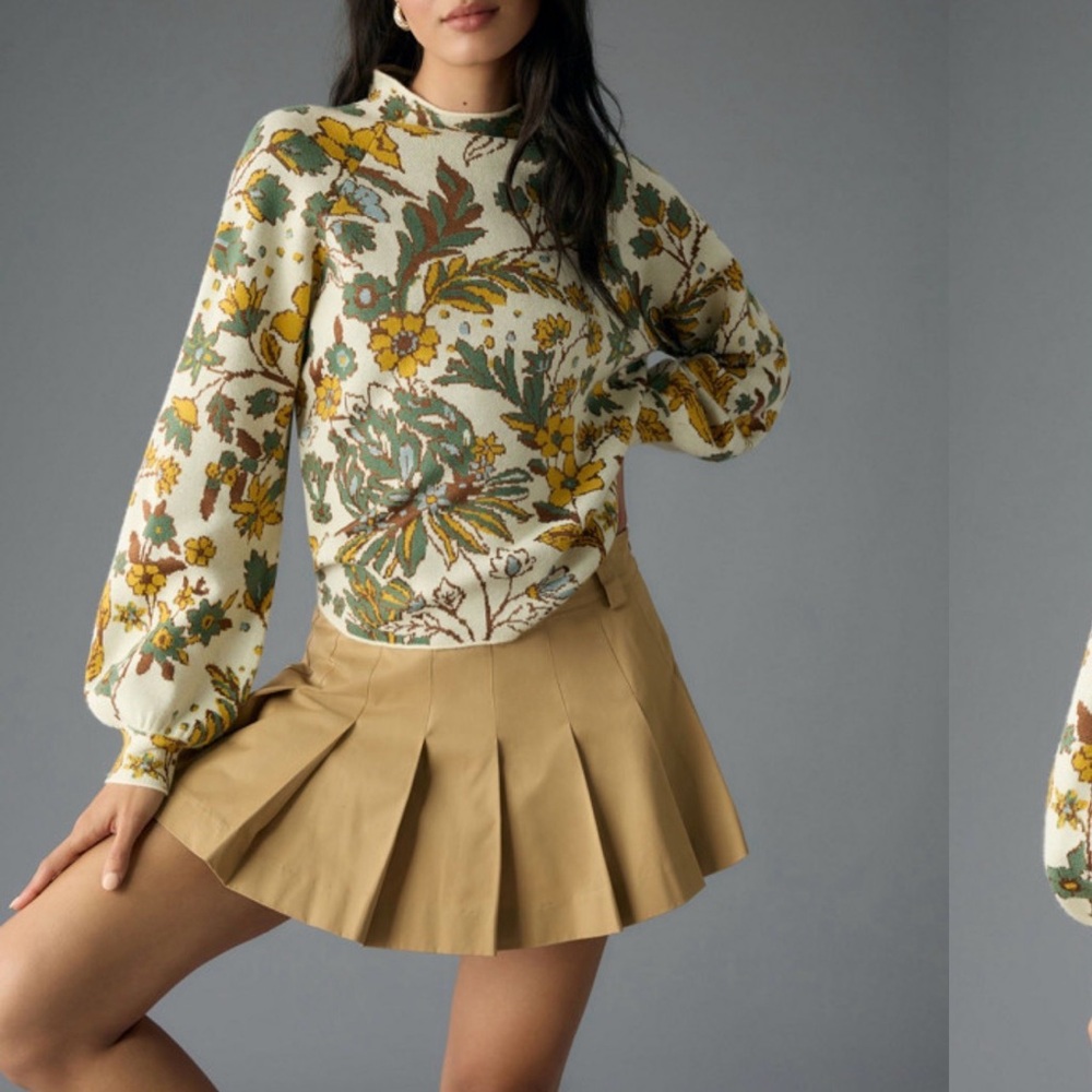 Anthropologie Mock Neck Multicolor Knit Sweater